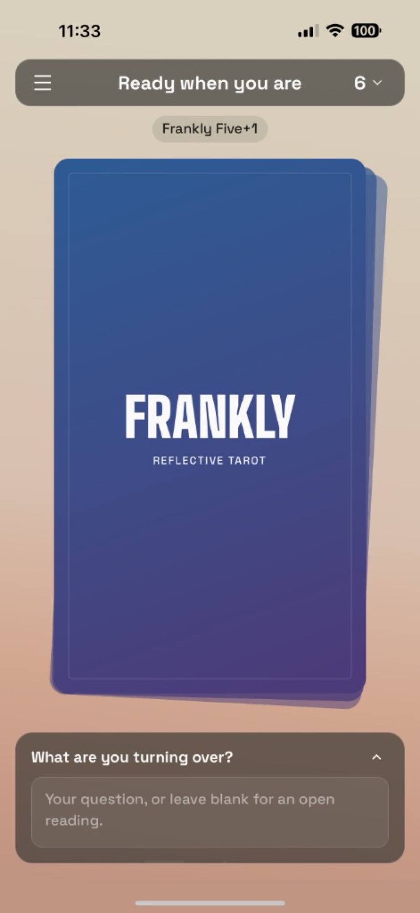Reading splash. Idle deck with question.