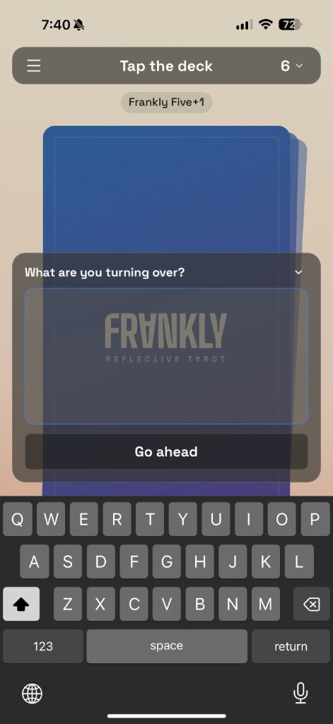 Ask field open. What are you turning over. A question typed in.